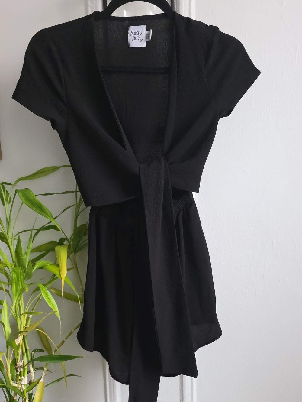Princess Polly Black Tie-Front Short Romper Set